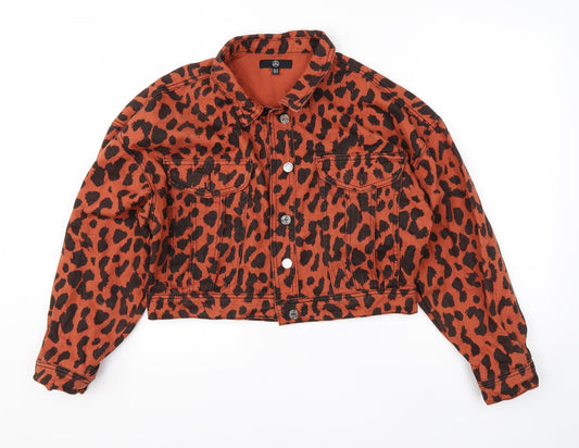 Missguided Womens Orange Animal Print  Jacket  Size 10
