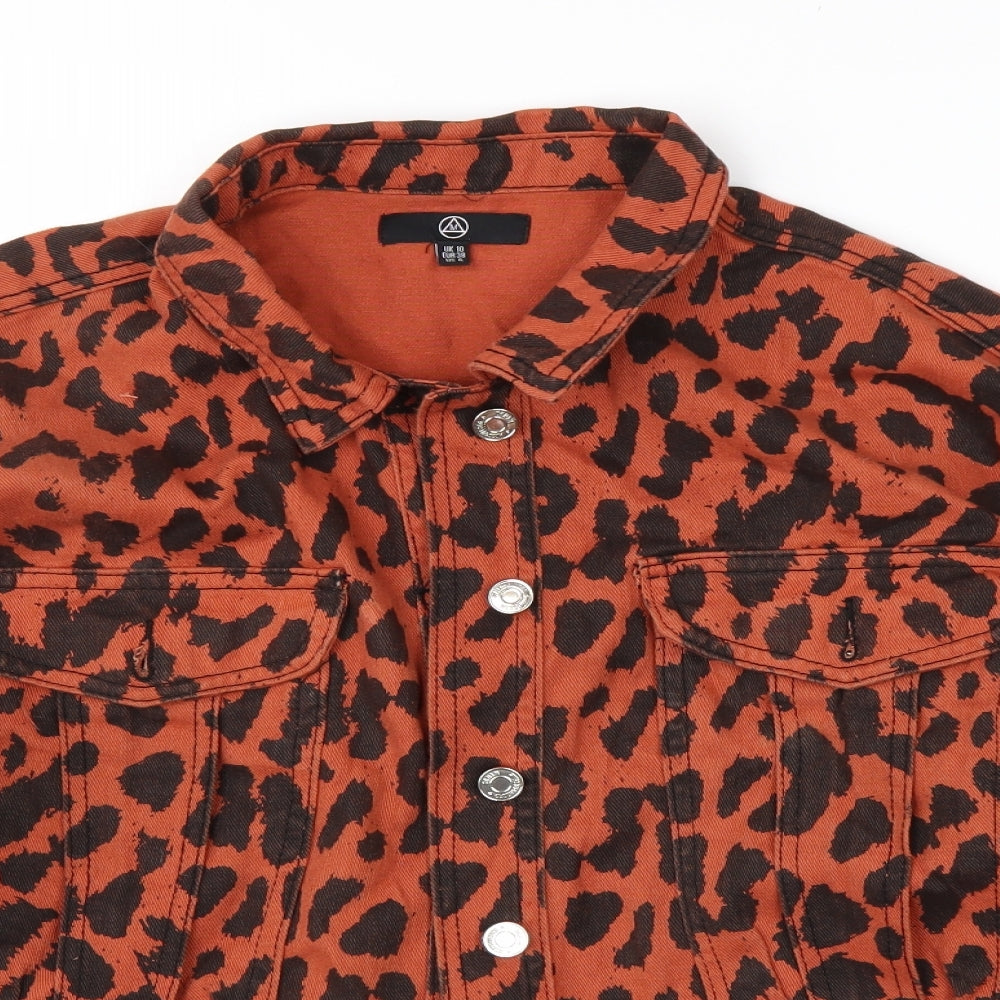 Missguided Womens Orange Animal Print  Jacket  Size 10