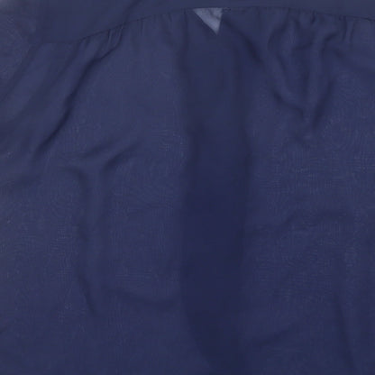 TU Womens Blue  Polyester Basic Blouse Size 10 V-Neck