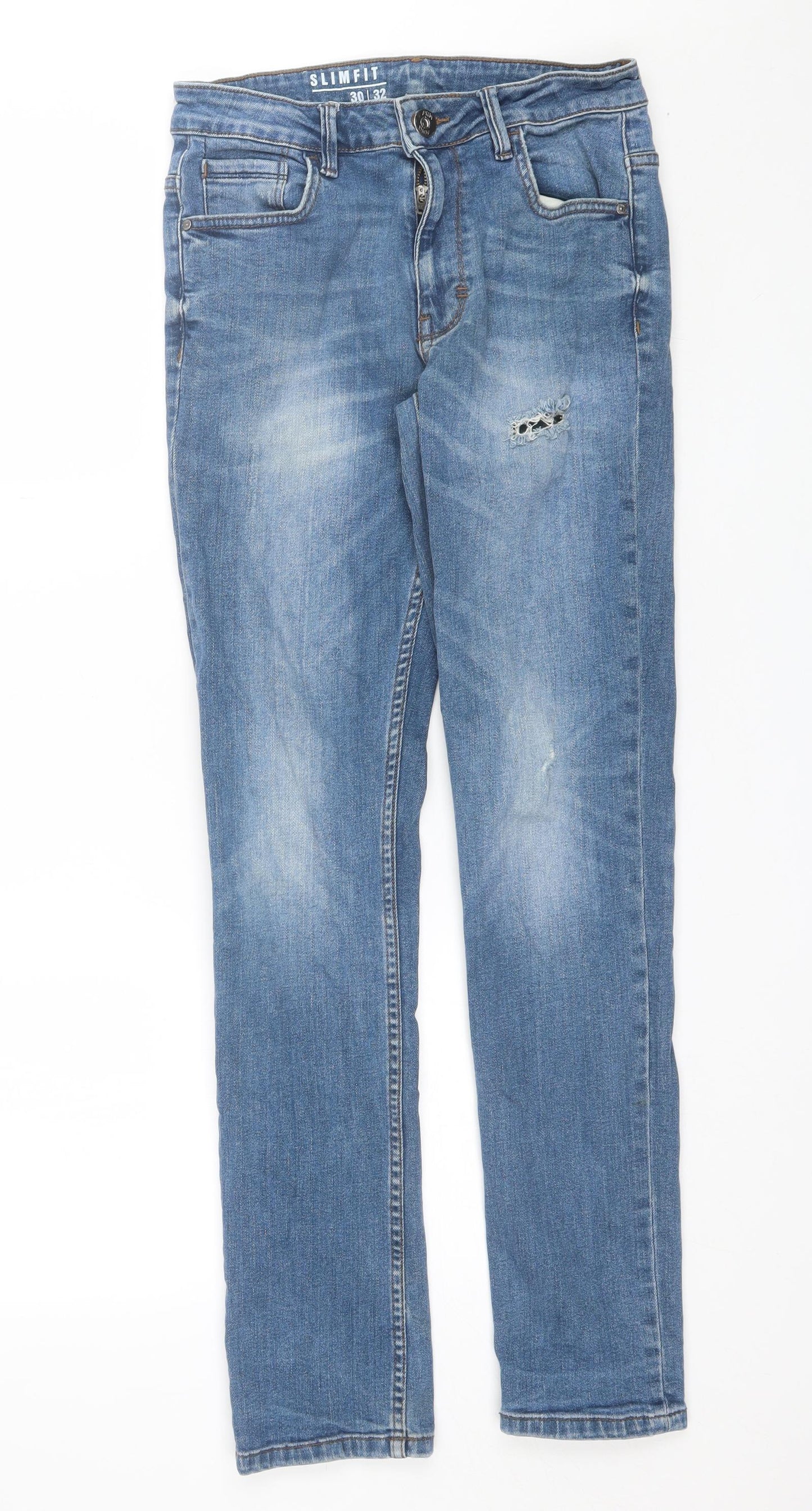 George Mens Blue  Cotton Skinny Jeans Size 30 L30 in Regular