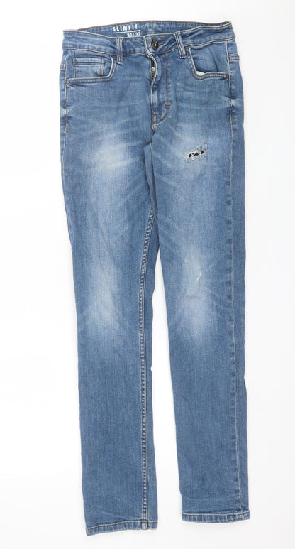 George Mens Blue  Cotton Skinny Jeans Size 30 L30 in Regular