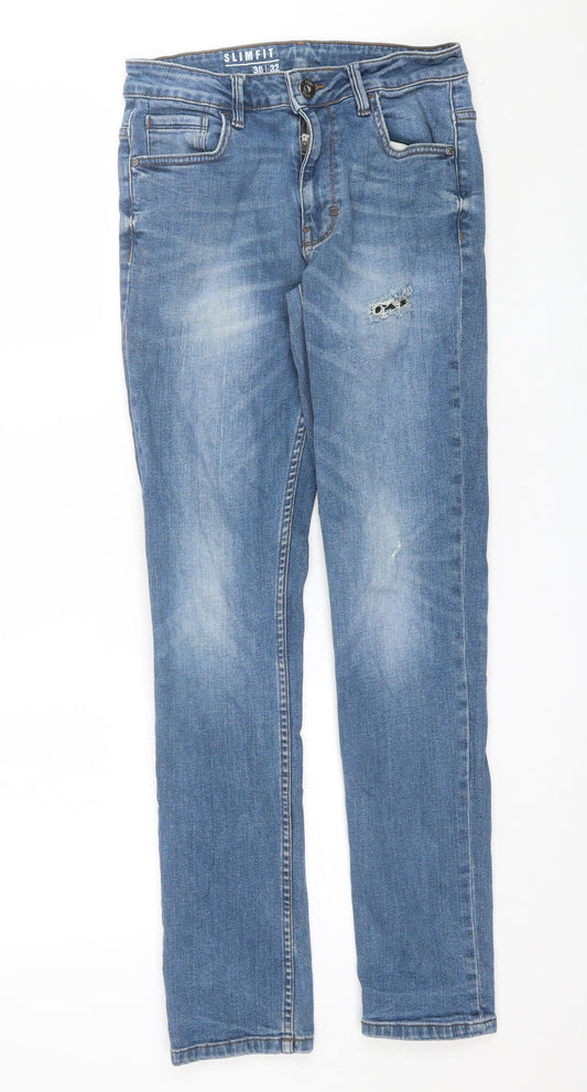 George Mens Blue  Cotton Skinny Jeans Size 30 L30 in Regular