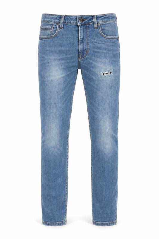 Front view of George men’s blue cotton skinny jeans, size 30, 30-inch leg regular