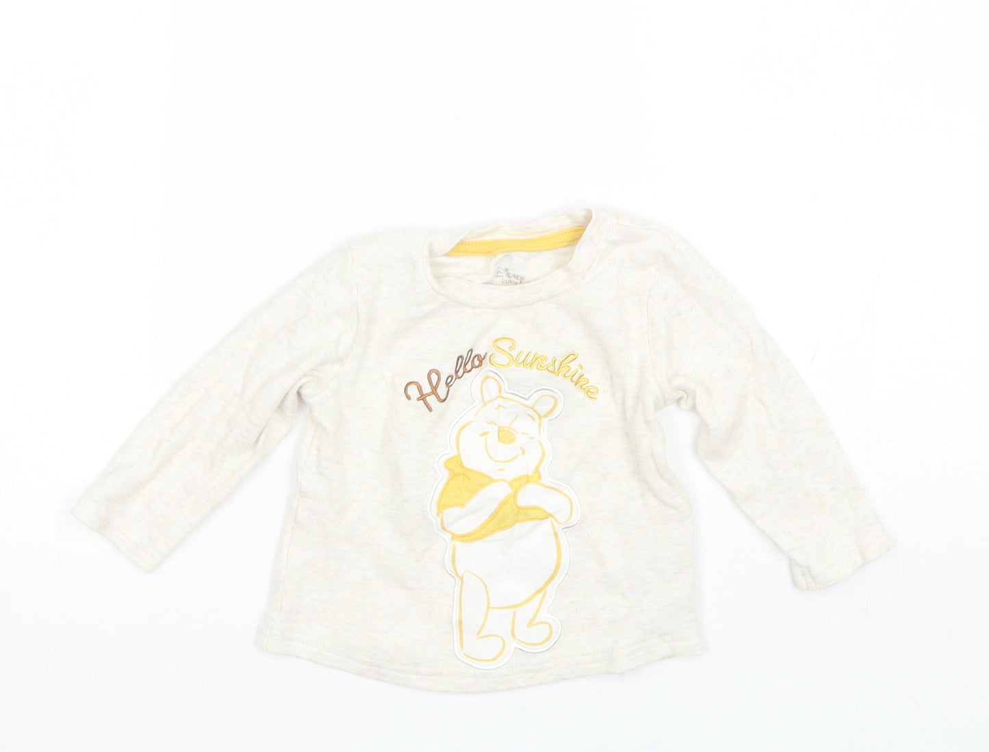 Primark Baby Beige  Cotton Basic T-Shirt Size 9-12 Months Round Neck  - Disney