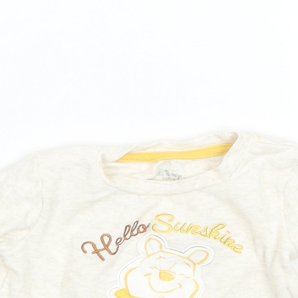 Primark Baby Beige  Cotton Basic T-Shirt Size 9-12 Months Round Neck  - Disney