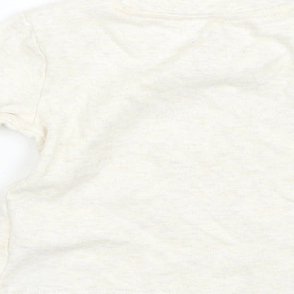 Primark Baby Beige  Cotton Basic T-Shirt Size 9-12 Months Round Neck  - Disney