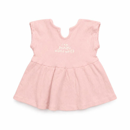 Front view of George Baby Pink Cotton Shift, size 9-12, Months Round Neck