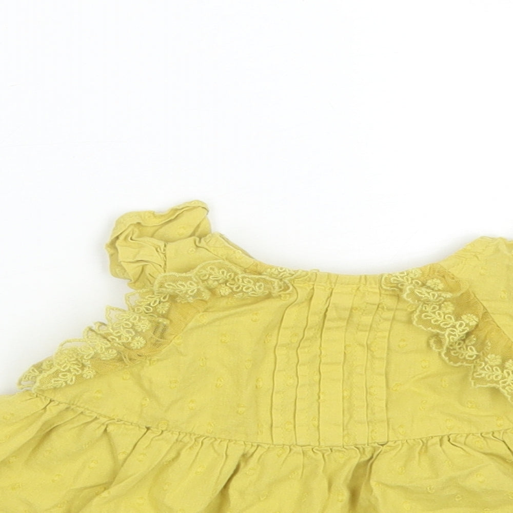 NEXT Baby Yellow  Cotton Shift  Size 12-18 Months  Round Neck