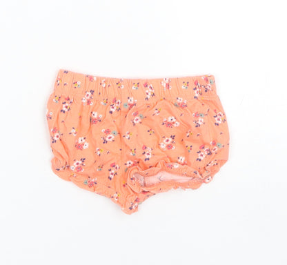 F&F Baby Orange Floral Cotton Jogger Trousers Size 6-9 Months