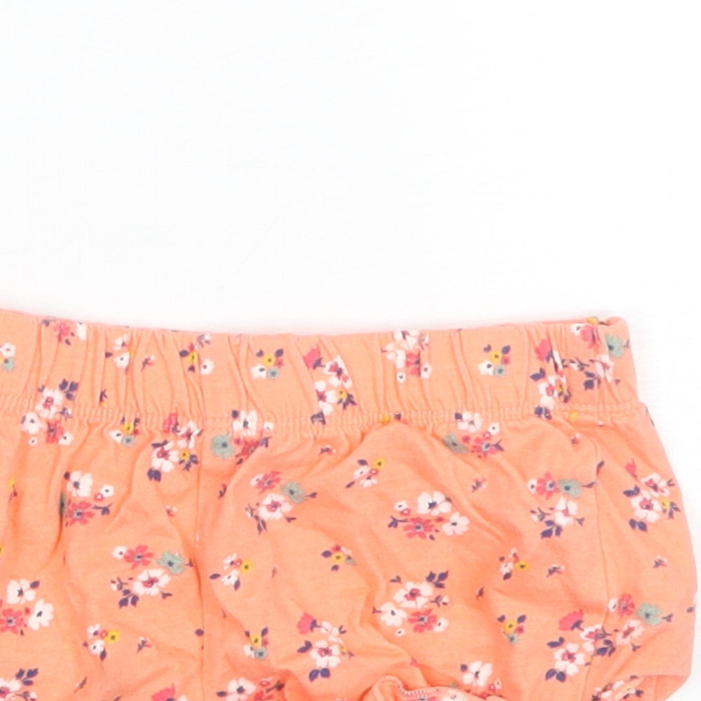 F&F Baby Orange Floral Cotton Jogger Trousers Size 6-9 Months