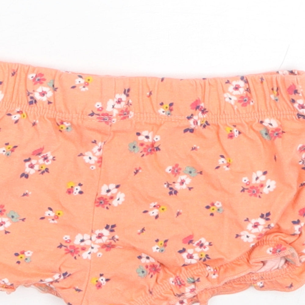 F&F Baby Orange Floral Cotton Jogger Trousers Size 6-9 Months