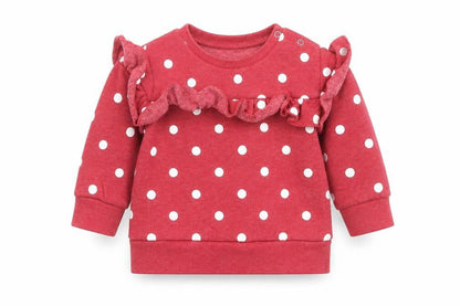Front view of V by Very Baby Red Polka Dot Cotton jumper, size 9-12, Months