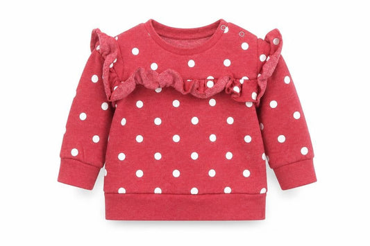 V by Very Baby Red Polka Dot Cotton Pullover Jumper Size 9-12 Months