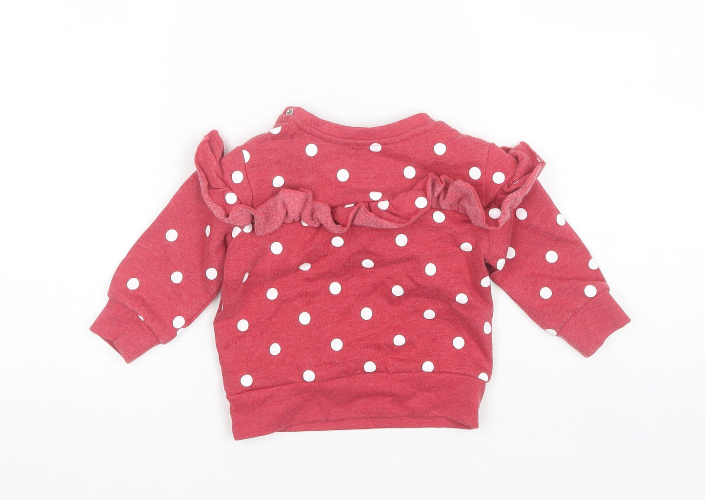 V by Very Baby Red Polka Dot Cotton Pullover Jumper Size 9-12 Months