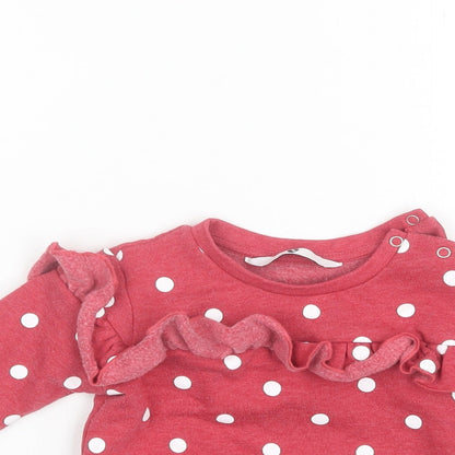 V by Very Baby Red Polka Dot Cotton Pullover Jumper Size 9-12 Months