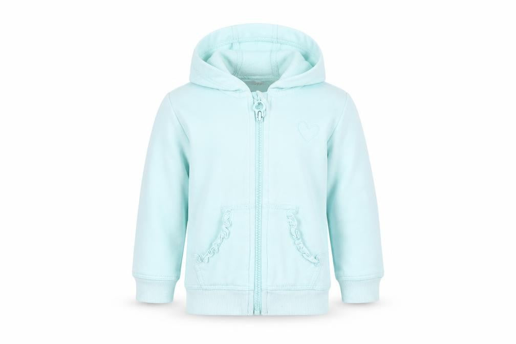Front view of George Baby Blue Cotton Full Zip Jumper, size 12-18, Months