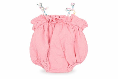 Front view of Tommy Bahama Baby Pink Cotton Romper One-Piece, size 12, Months