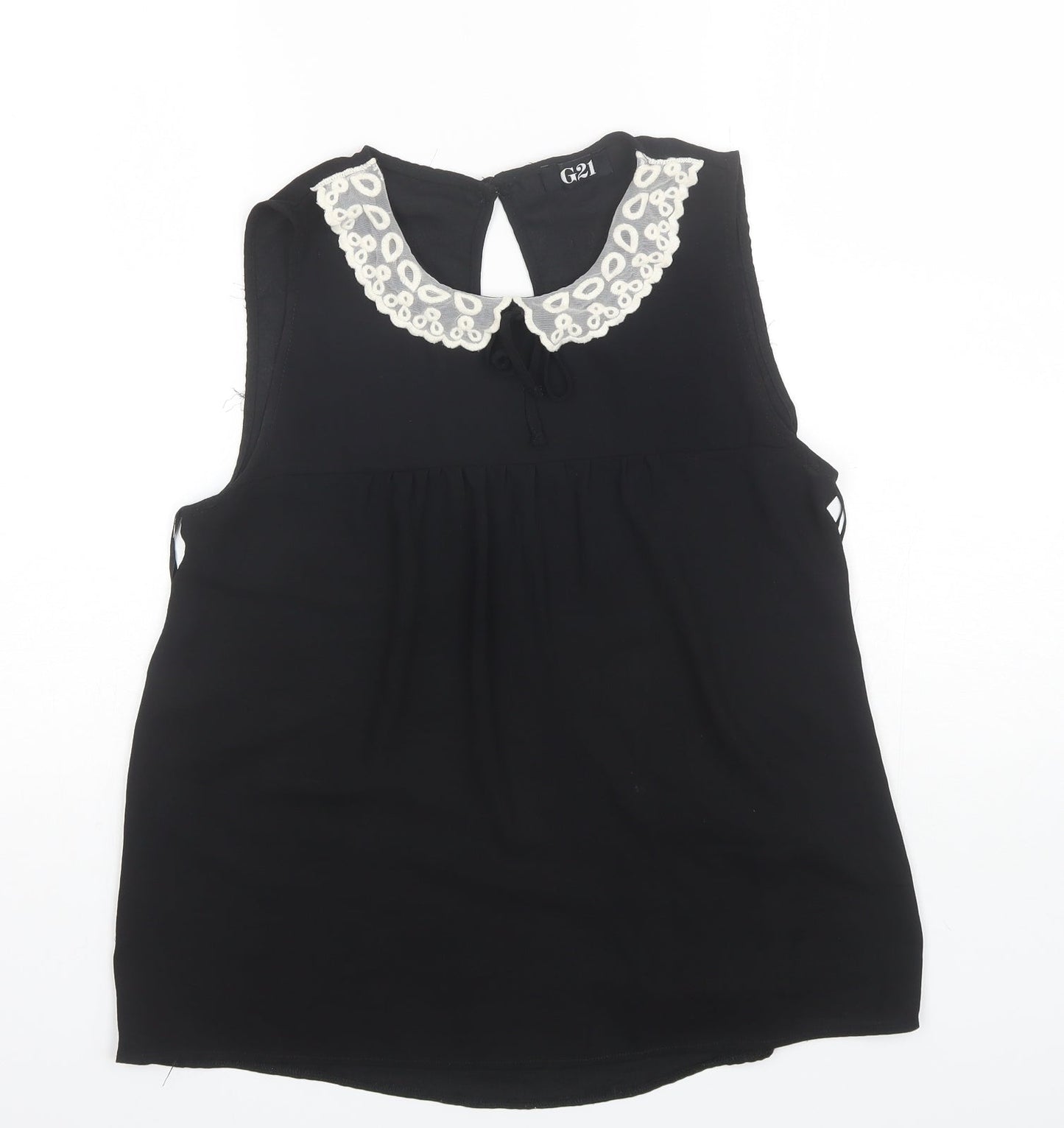 George Womens Black  Polyester Basic Blouse Size 10 Round Neck