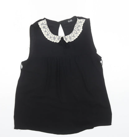 George Womens Black  Polyester Basic Blouse Size 10 Round Neck