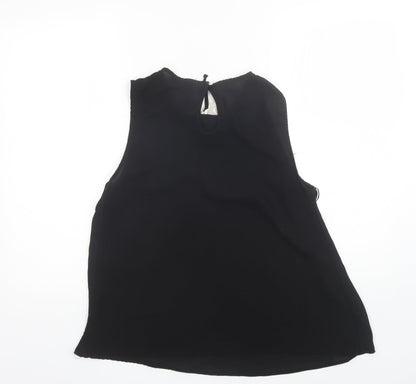 George Womens Black  Polyester Basic Blouse Size 10 Round Neck