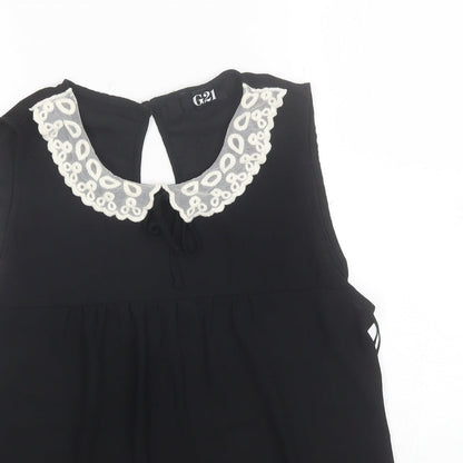 George Womens Black  Polyester Basic Blouse Size 10 Round Neck