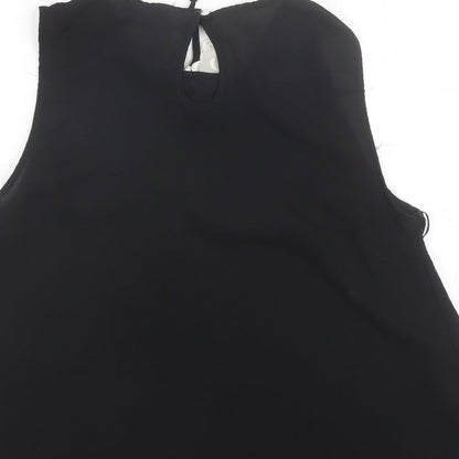 George Womens Black  Polyester Basic Blouse Size 10 Round Neck