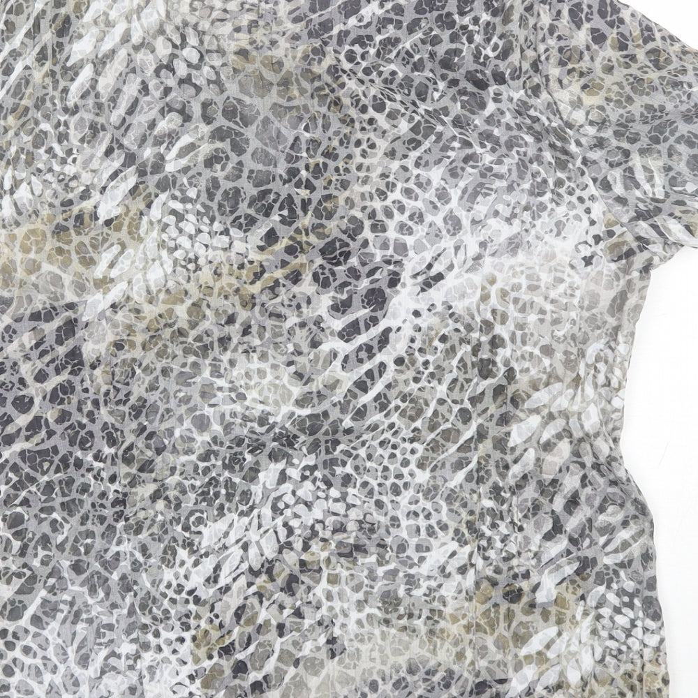 Bonmarche Womens Black Animal Print Polyester Basic Blouse Size 12 Collared