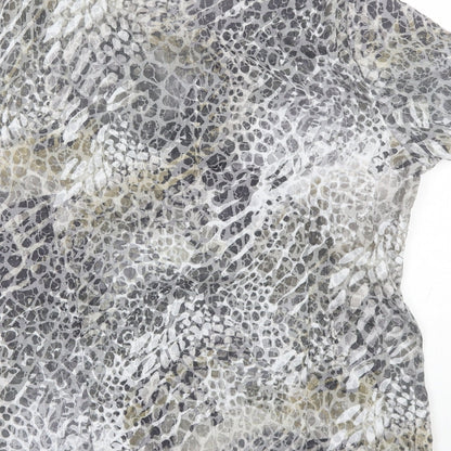 Bonmarche Womens Black Animal Print Polyester Basic Blouse Size 12 Collared