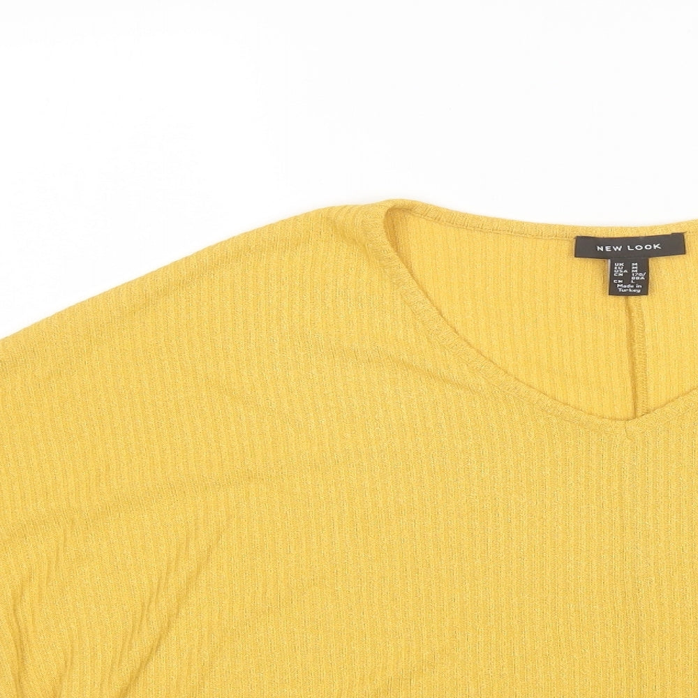 Womens UK Size M New Look Yellow Basic Blouse