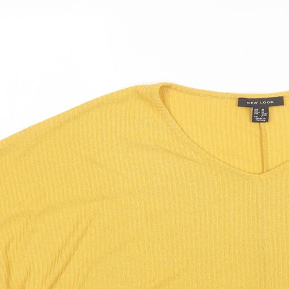 Womens UK Size M New Look Yellow Basic Blouse