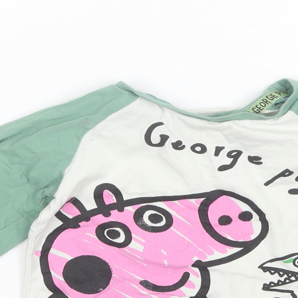 George Baby Green  Cotton Basic T-Shirt Size 18-24 Months Round Neck