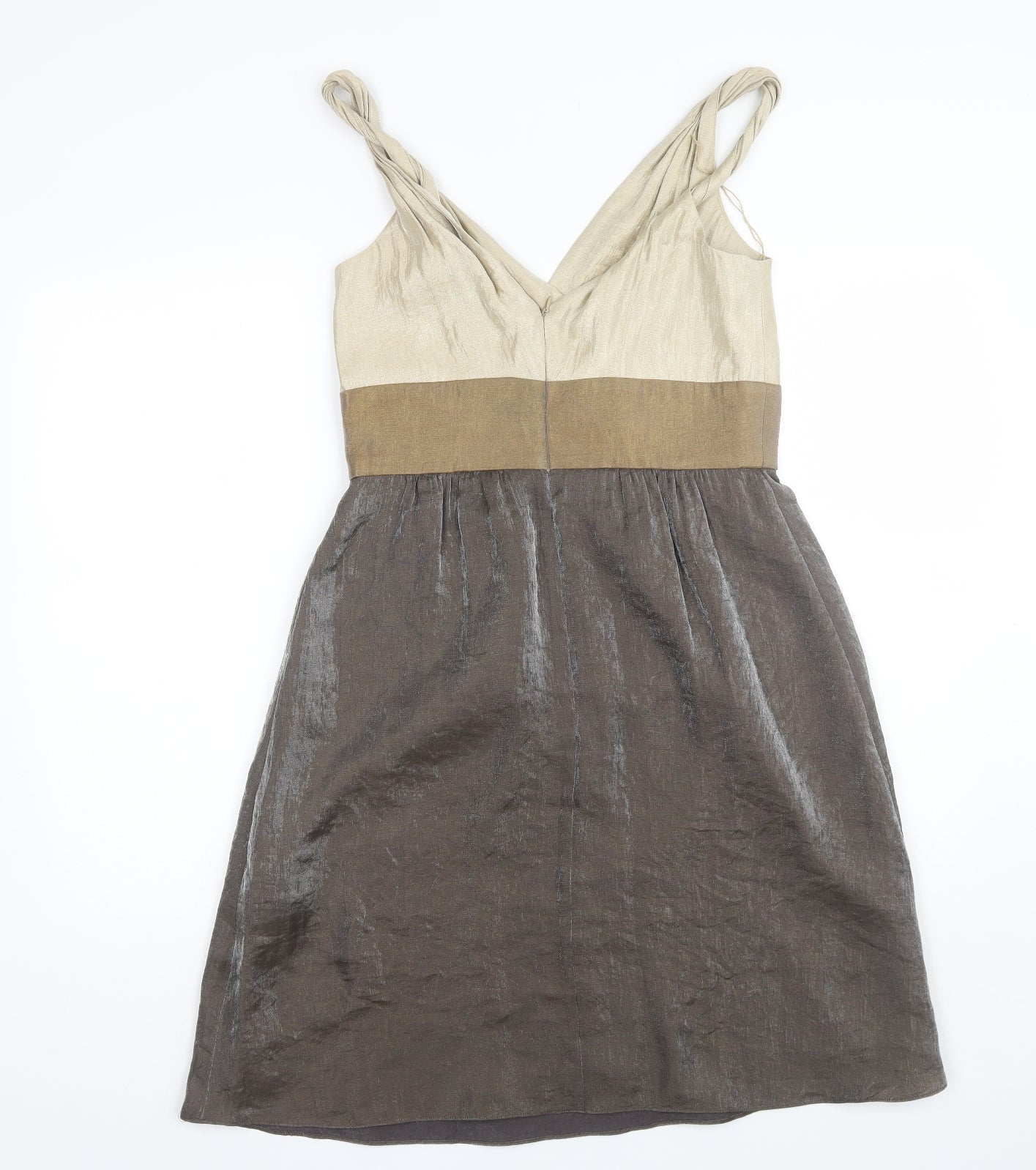 Adrianna Papell Womens Brown  Polyester Shift  Size 8  V-Neck