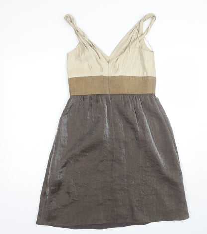 Adrianna Papell Womens Brown  Polyester Shift  Size 8  V-Neck