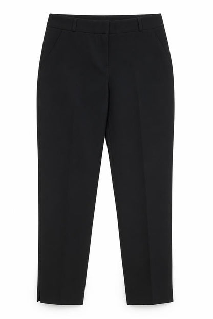 Front view of Primark women’s black polyester dress pants trousers, size UK 8, 28-inch leg regular