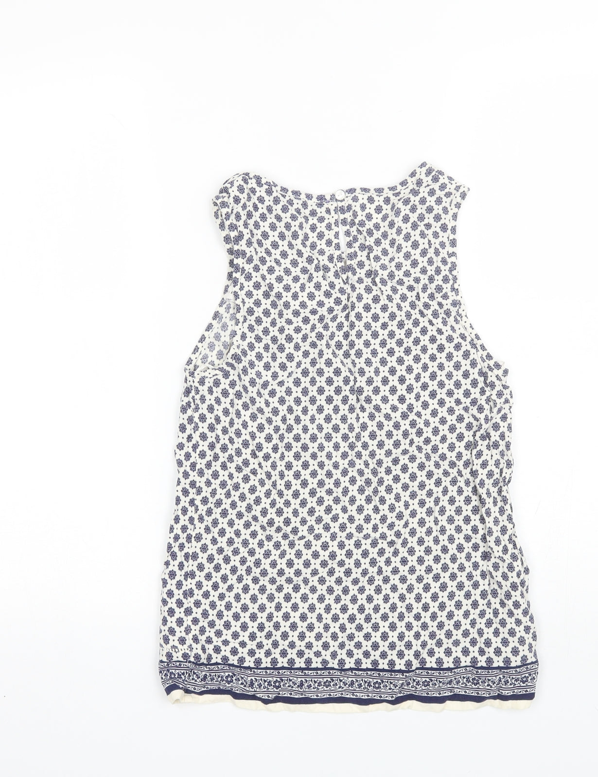 F&F Womens Blue Floral Viscose Basic Blouse Size 8 Round Neck