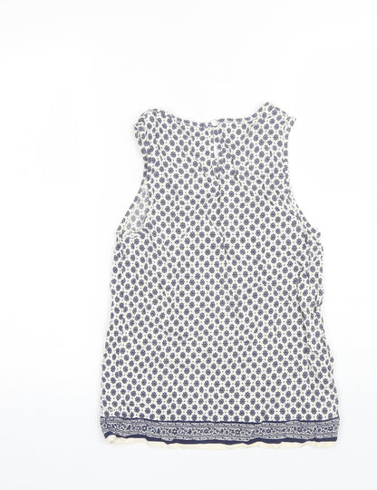 F&F Womens Blue Floral Viscose Basic Blouse Size 8 Round Neck