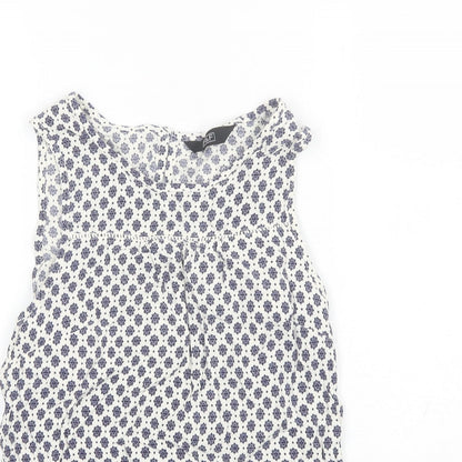 F&F Womens Blue Floral Viscose Basic Blouse Size 8 Round Neck