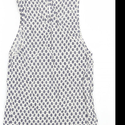 F&F Womens Blue Floral Viscose Basic Blouse Size 8 Round Neck