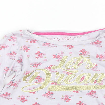Primark Baby Purple Floral Cotton Basic T-Shirt Size 18-24 Months Round Neck