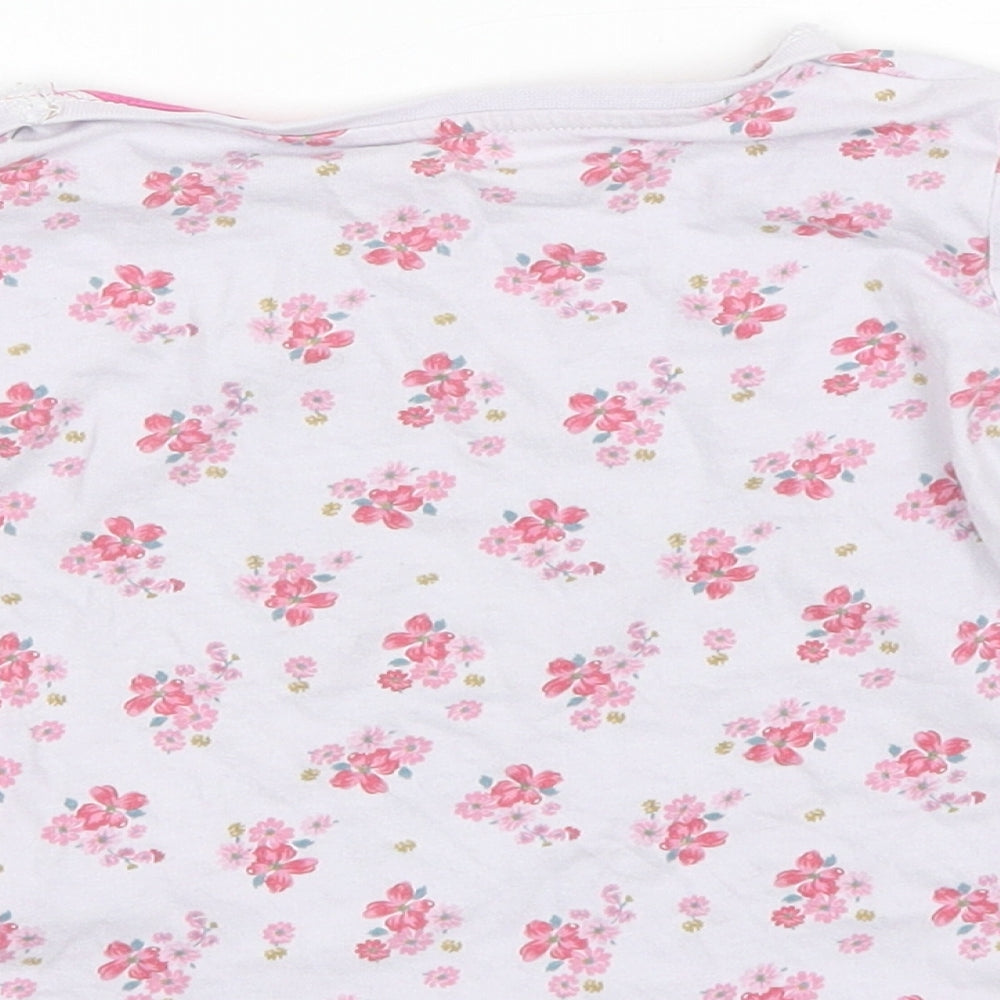 Primark Baby Purple Floral Cotton Basic T-Shirt Size 18-24 Months Round Neck