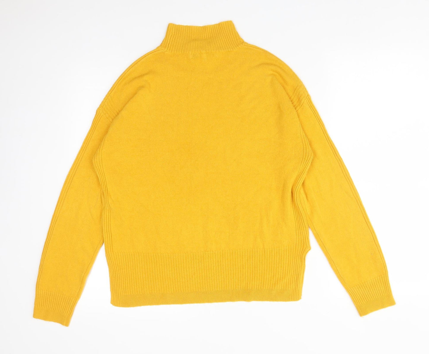 NEXT Womens Yellow  Acrylic Basic T-Shirt Size S High Neck