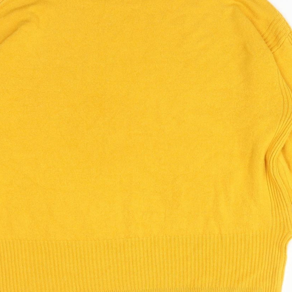 NEXT Womens Yellow  Acrylic Basic T-Shirt Size S High Neck