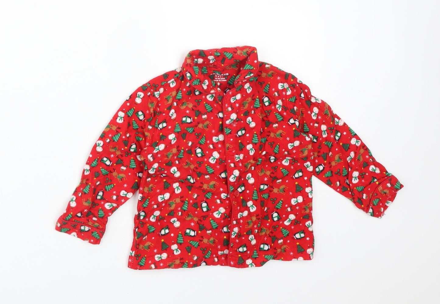 Primark Baby Red Solid Cotton  Pyjama Top Size 12-18 Months   - CHRISTMAS