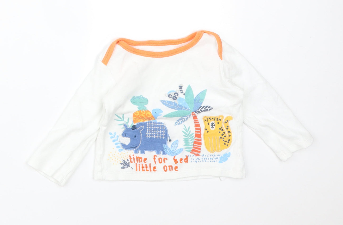 Nutmeg Baby White Animal Print Cotton  Pyjama Top Size 9-12 Months   - TIME FOR BED LITTLE ONE.