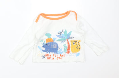 Nutmeg Baby White Animal Print Cotton  Pyjama Top Size 9-12 Months   - TIME FOR BED LITTLE ONE.