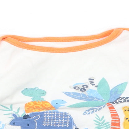 Nutmeg Baby White Animal Print Cotton  Pyjama Top Size 9-12 Months   - TIME FOR BED LITTLE ONE.