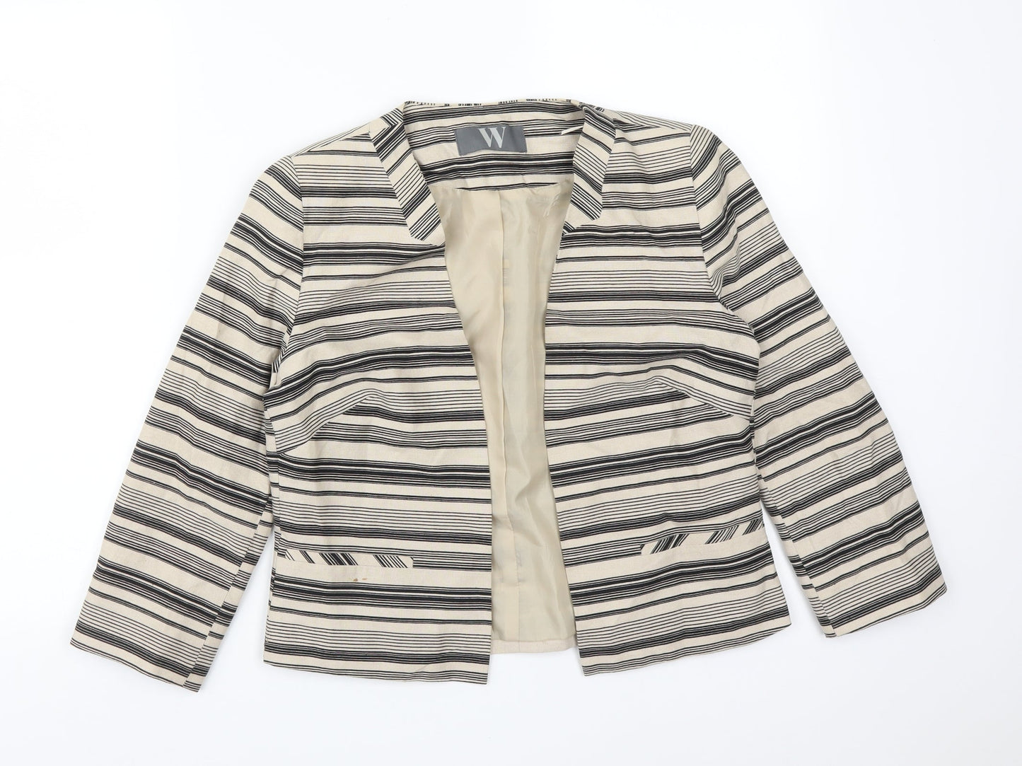 BHS Womens Multicoloured Striped Linen Jacket Blazer Size 10