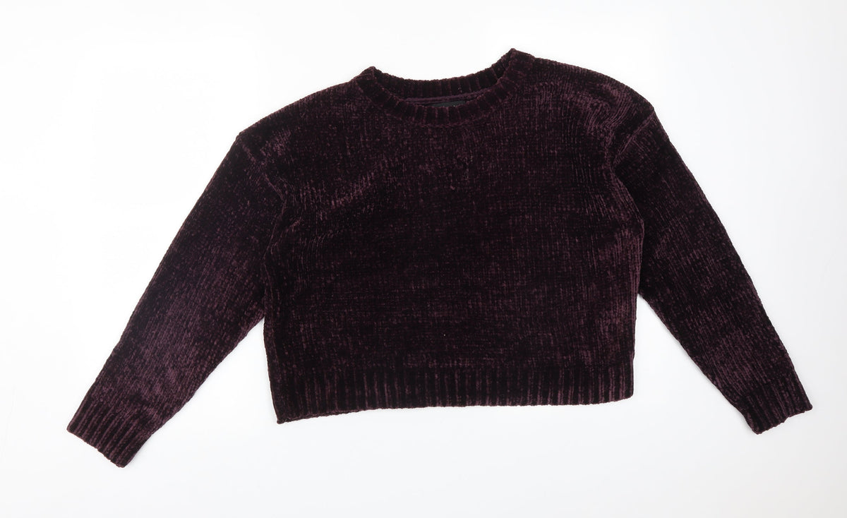 Additional front view of New Look women’s purple polyester pullover sweatshirt, size M