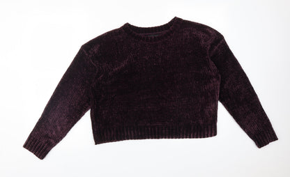 Additional front view of New Look women’s purple polyester pullover sweatshirt, size M