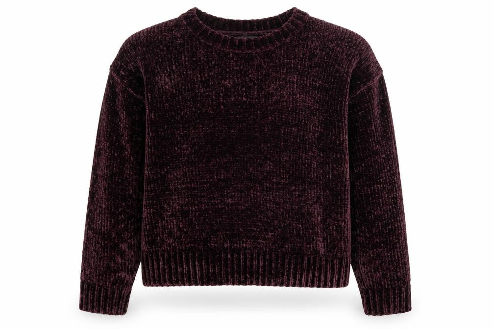 Front view of New Look women’s purple polyester pullover sweatshirt, size M